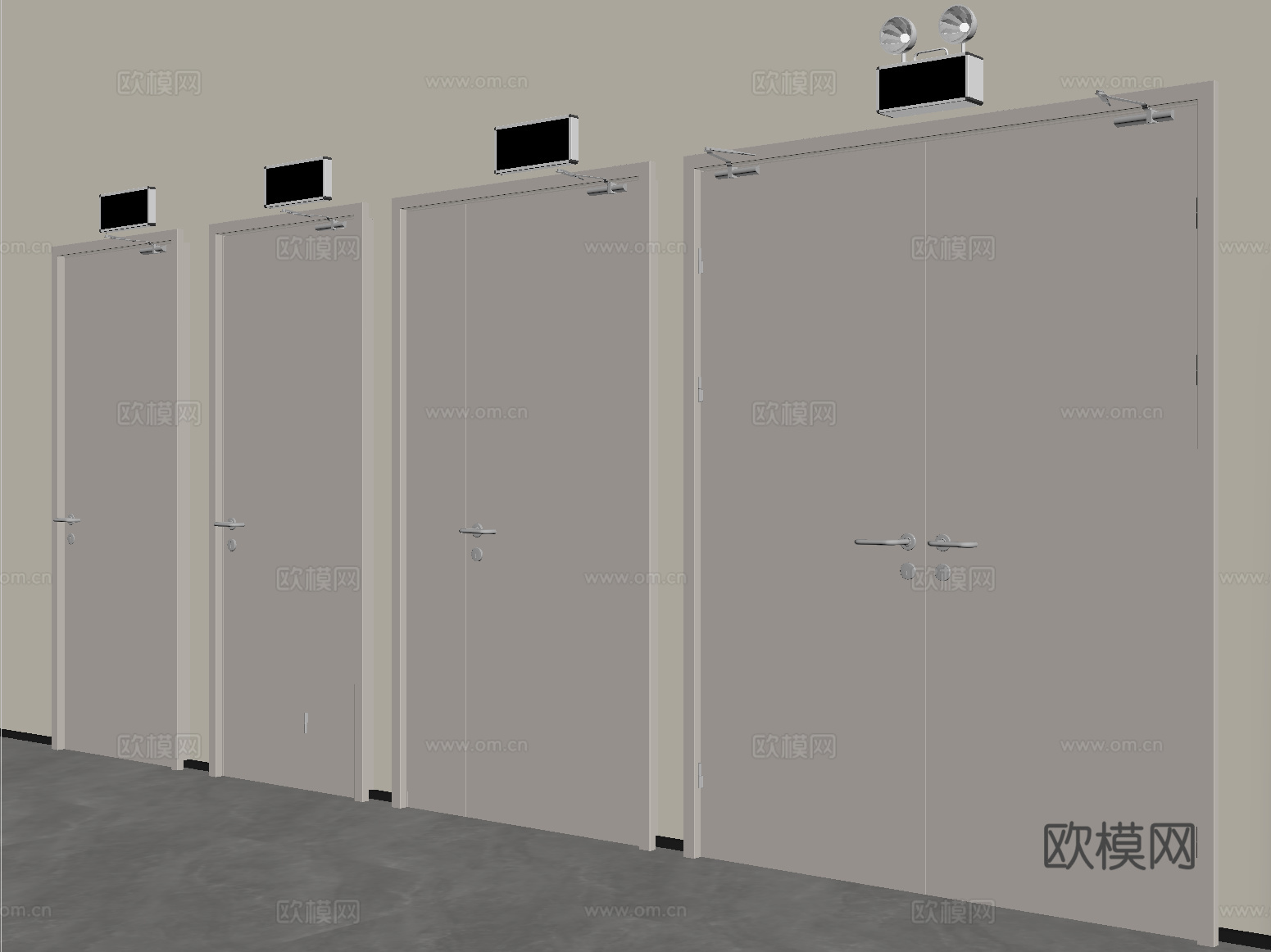 现代消防门 防火门 安全出口su模型