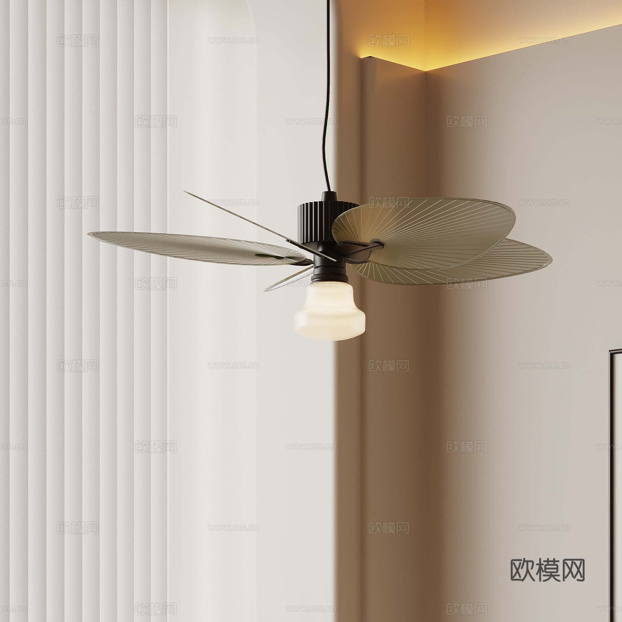 现代简约吊灯 风扇灯su模型