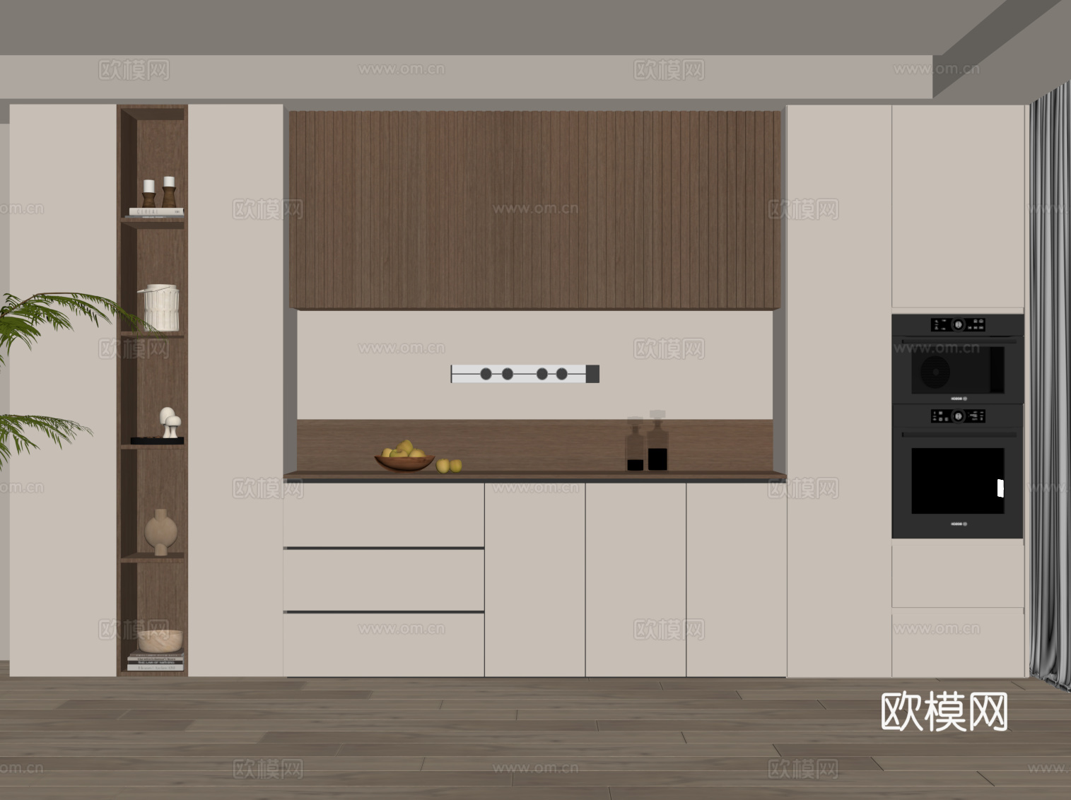 中古风酒柜 餐边柜su模型