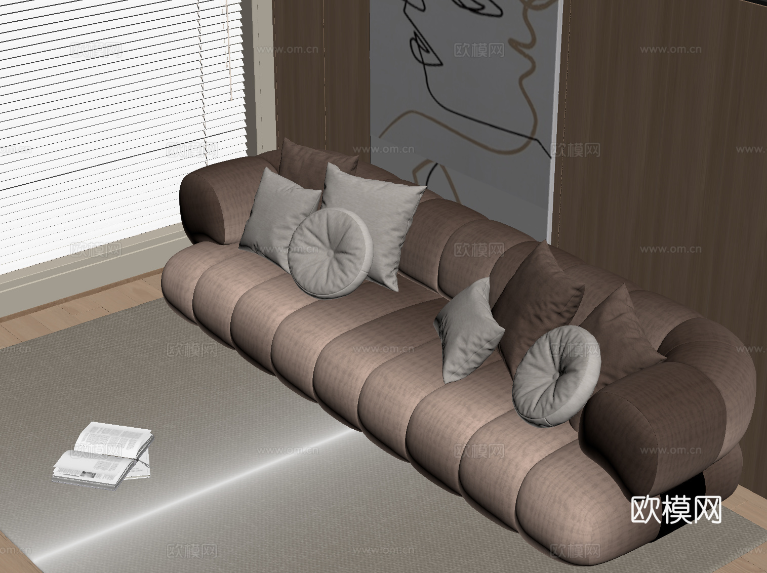 现代简约沙发 异形沙发 多人沙发su模型