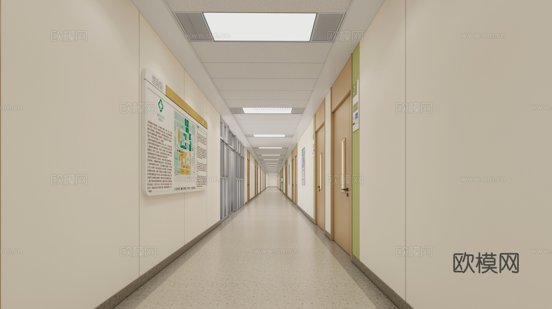 现代医院_医院楼道_楼道_过道_走廊su模型