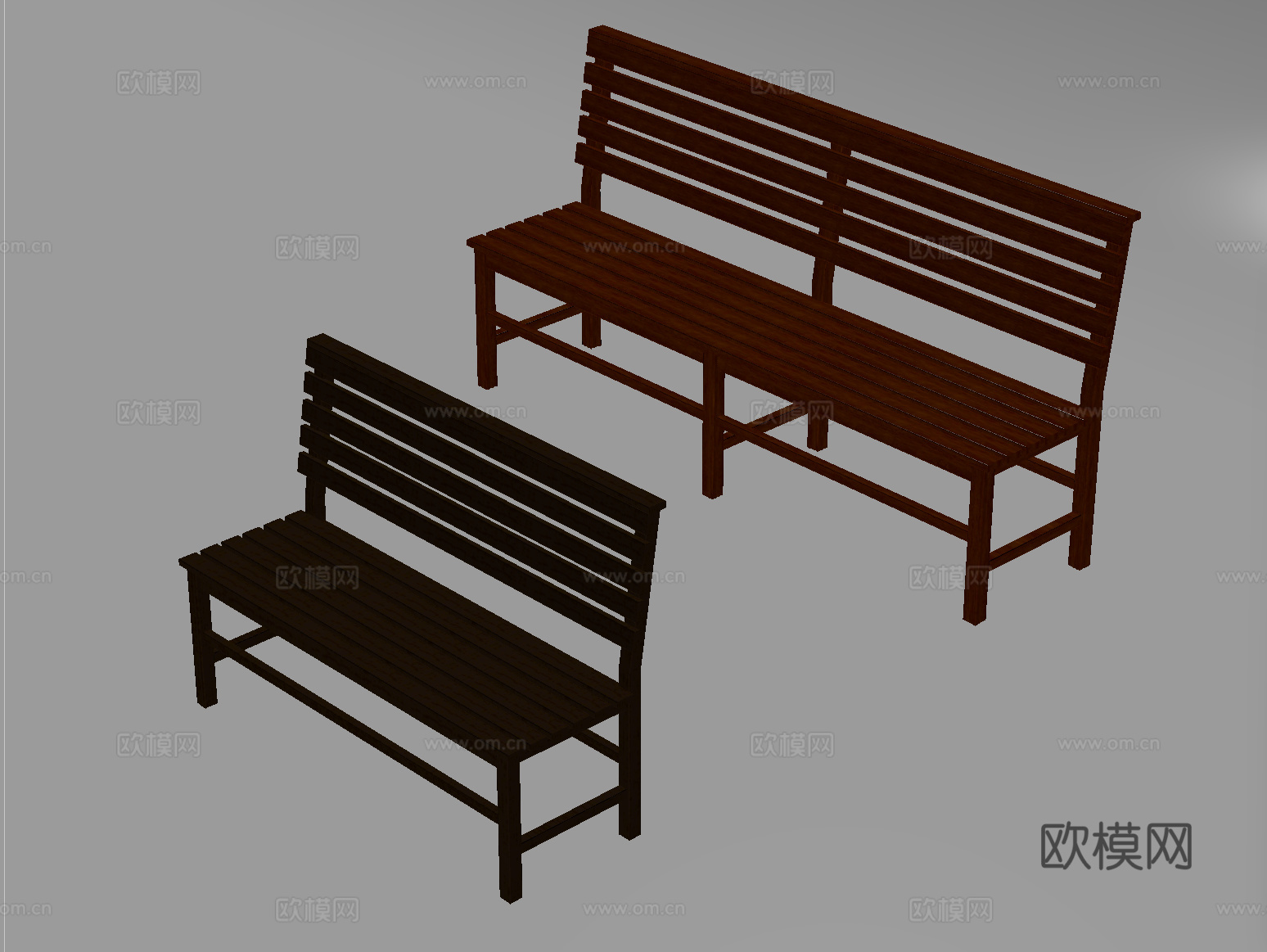 现代实木条椅 排椅 等候椅 木条椅su模型