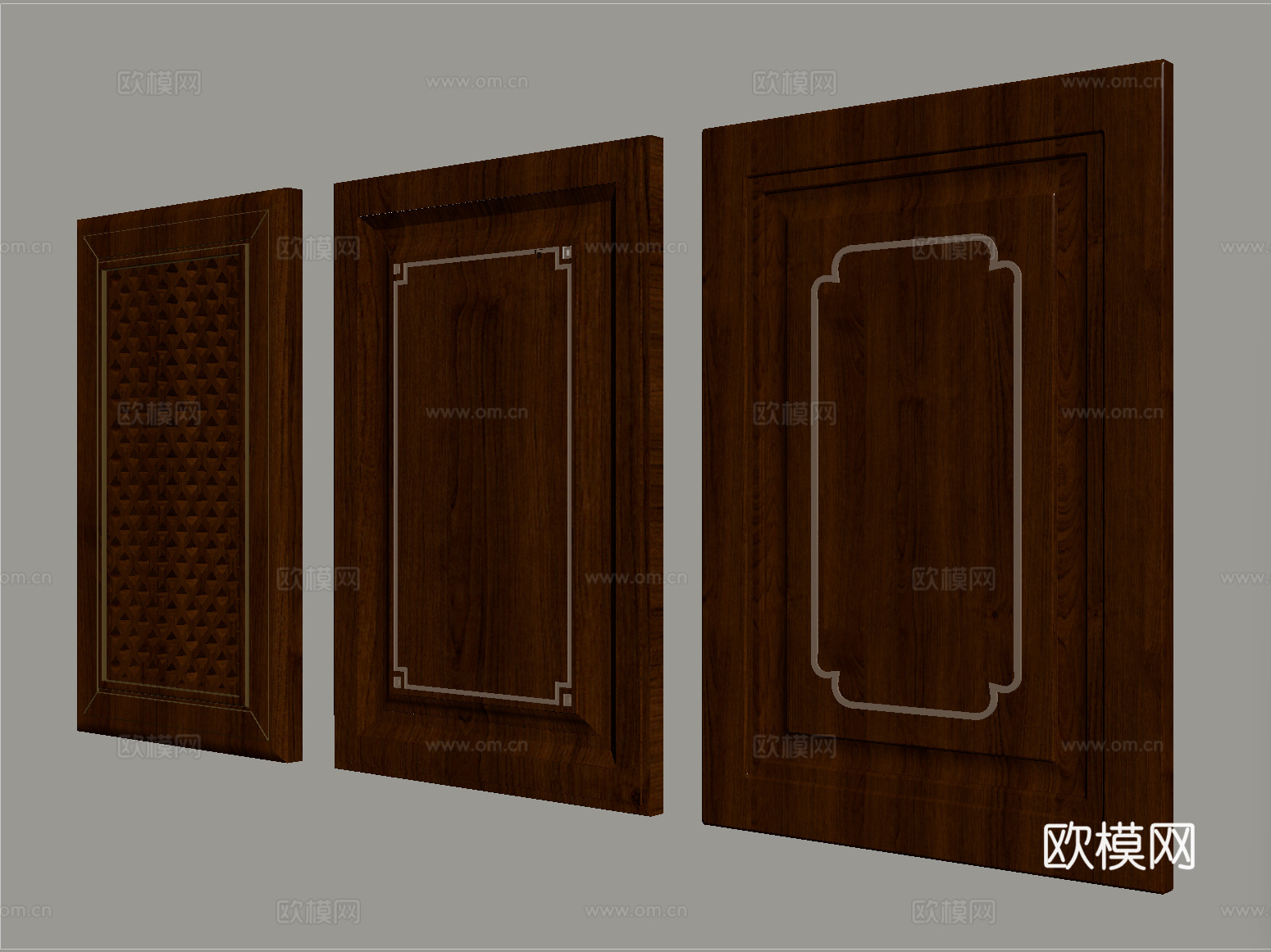 新中式门板 柜门门板 实木门板su模型