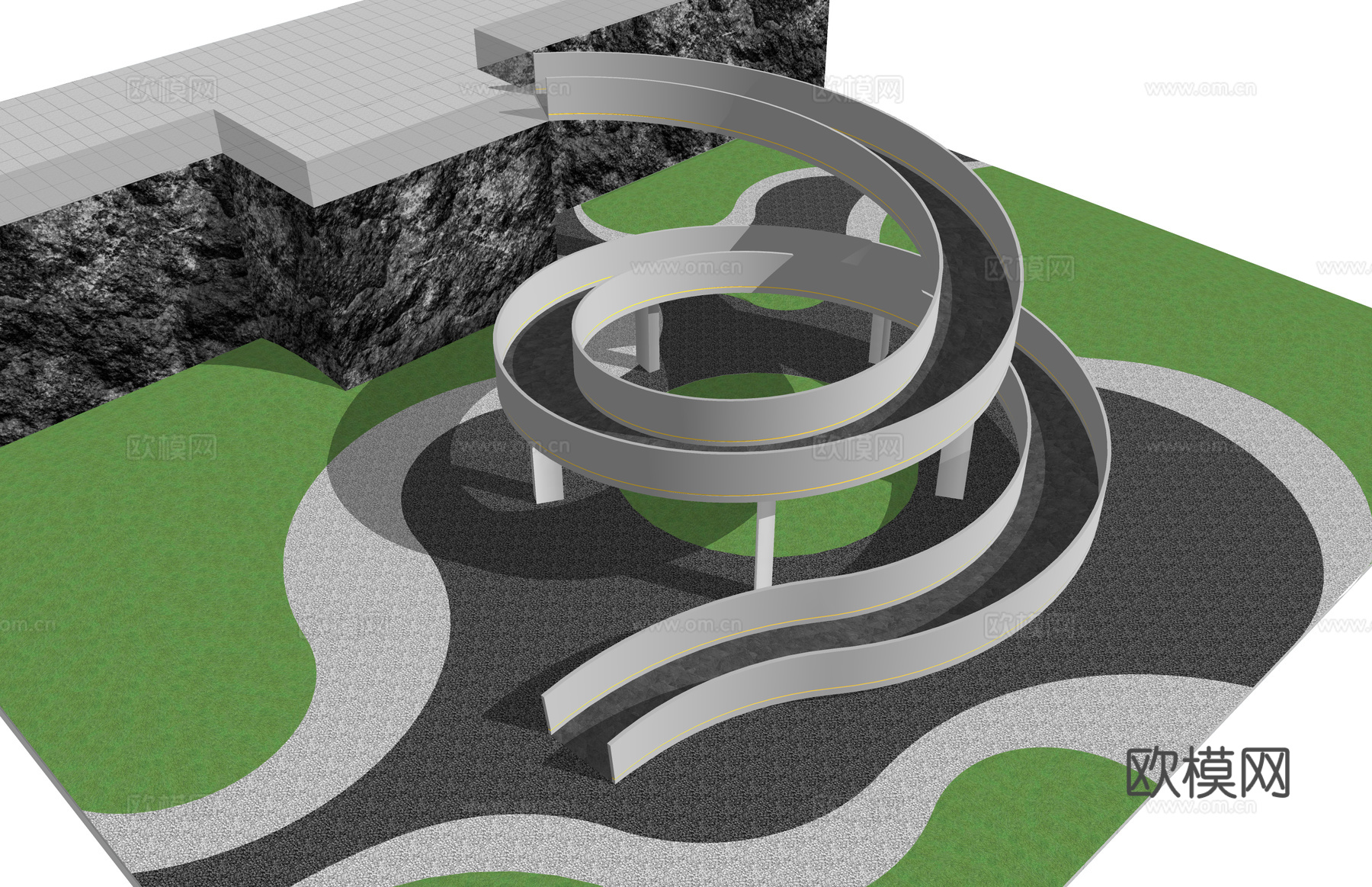 桥梁 结构桥 桥 高架桥 木栈道 景观 栈道su模型