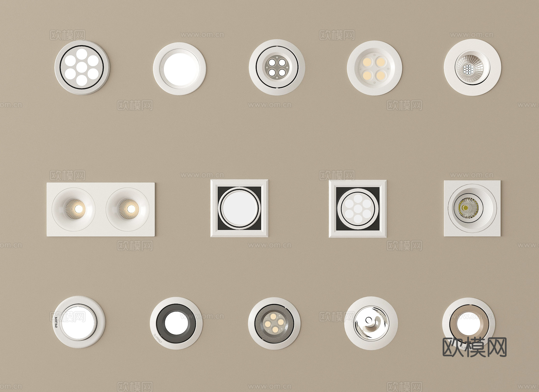 现代筒灯射灯 嵌入式筒灯射灯su模型下载（渲染图1）