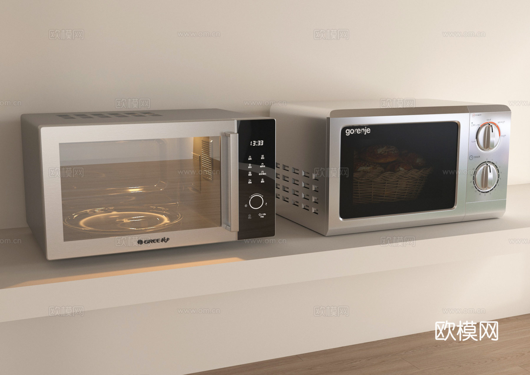 现代微波炉 厨房电器su模型