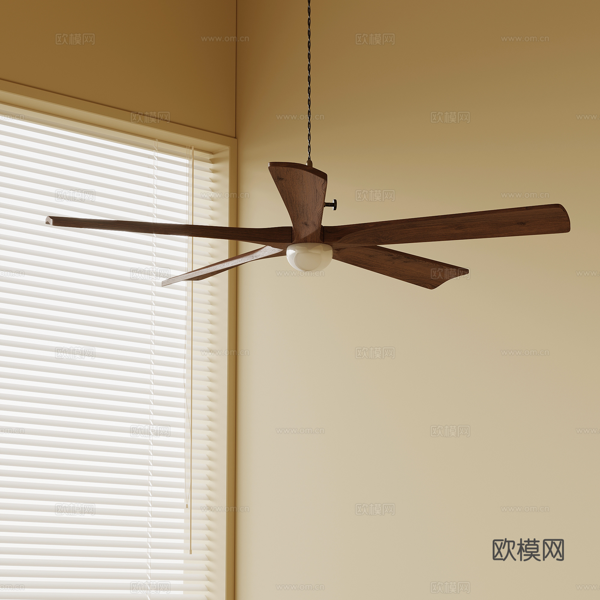 中古风风扇灯 吊灯su模型