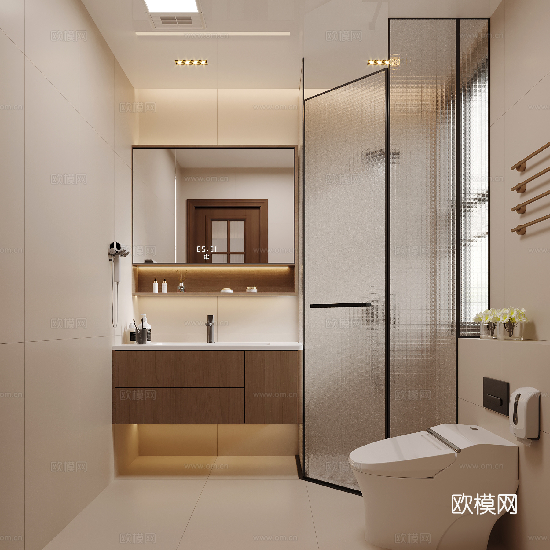 现代卫生间 浴室柜 淋浴间su模型