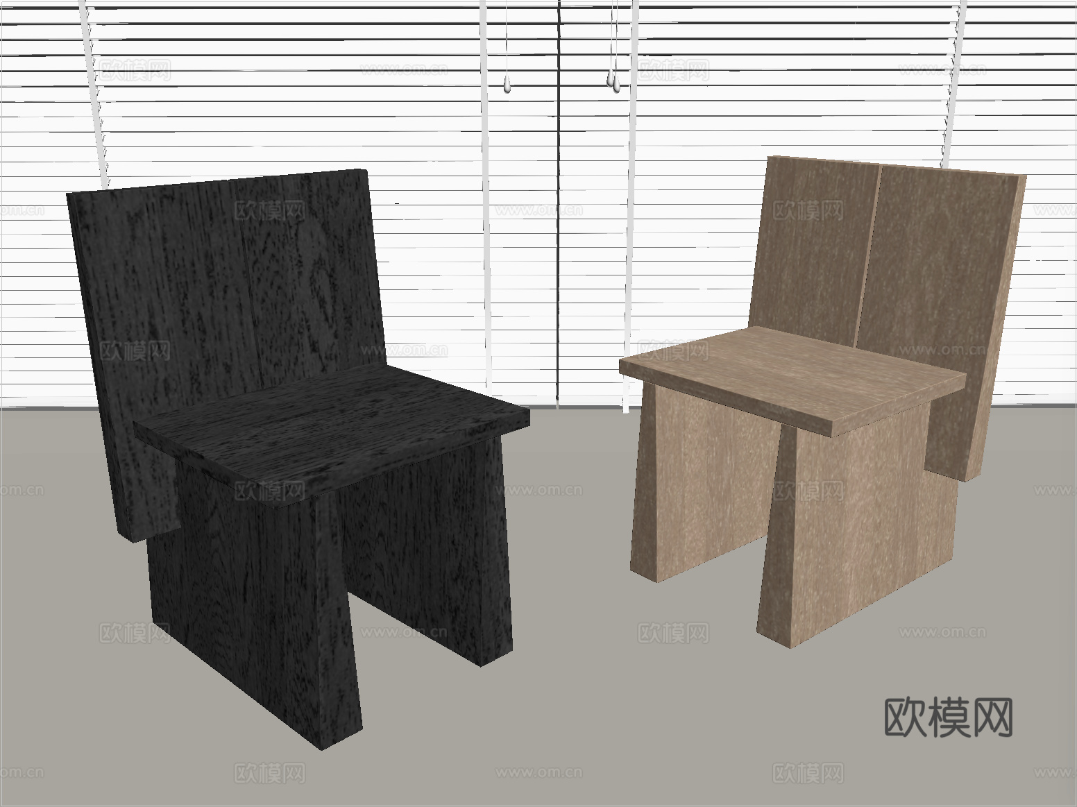 现代餐椅 实木 单椅su模型