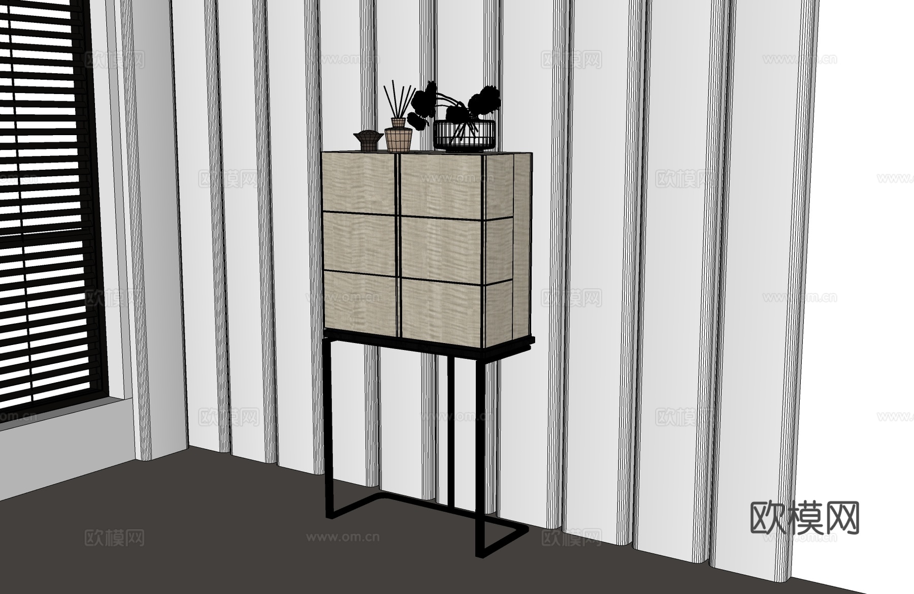 现代酒柜 意式酒柜 意式轻奢边柜 意式边柜 现代边柜su模型