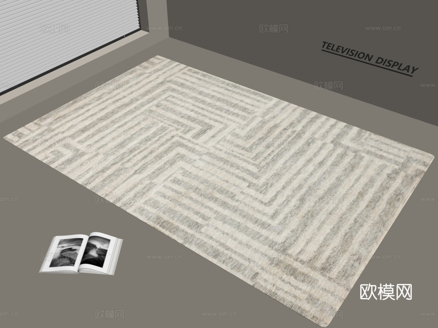 现代简约地毯 方形地毯 粗布地毯 客厅地毯 奶油风地毯su模型