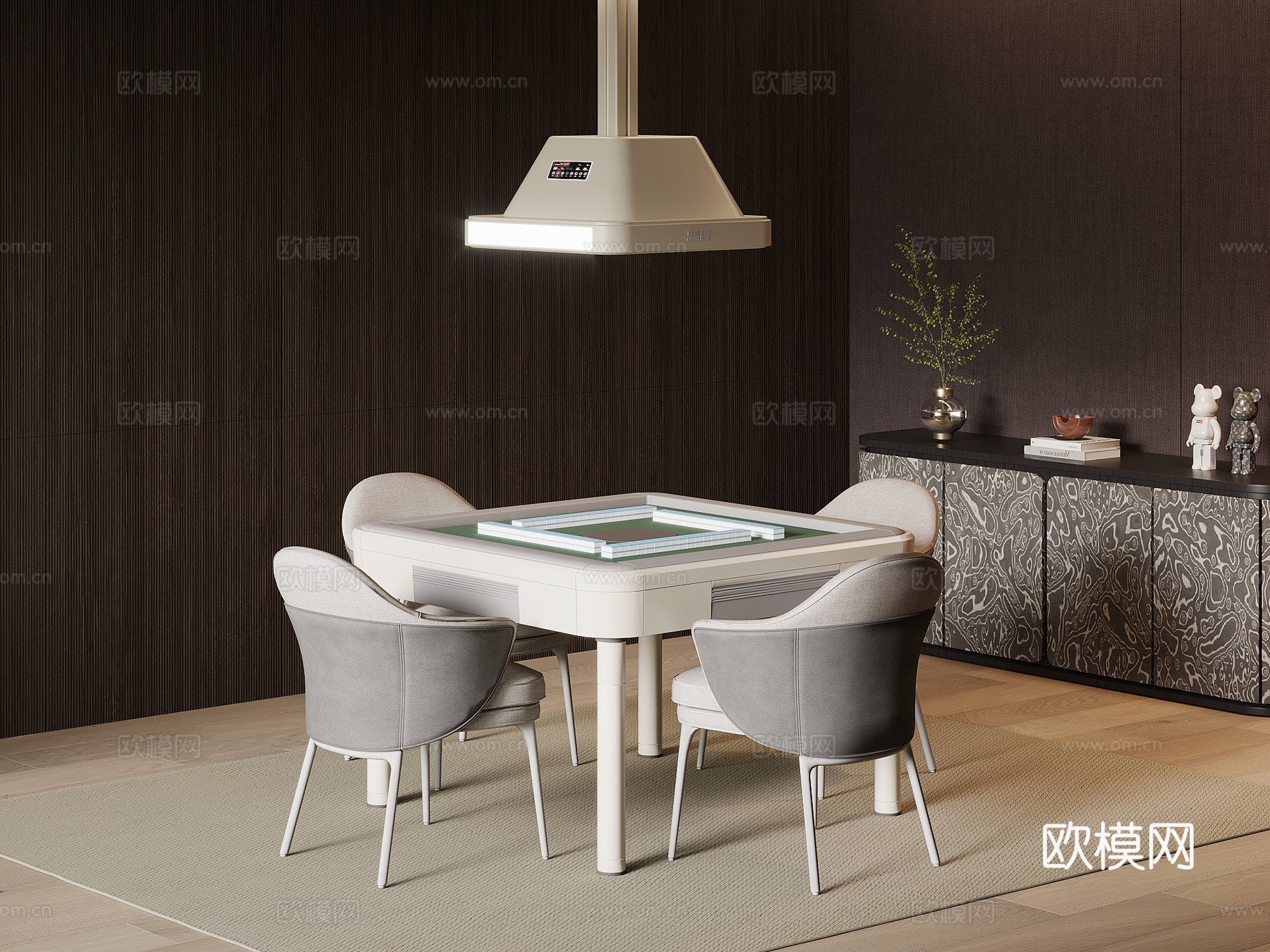 现代意式麻将桌 棋牌桌su模型