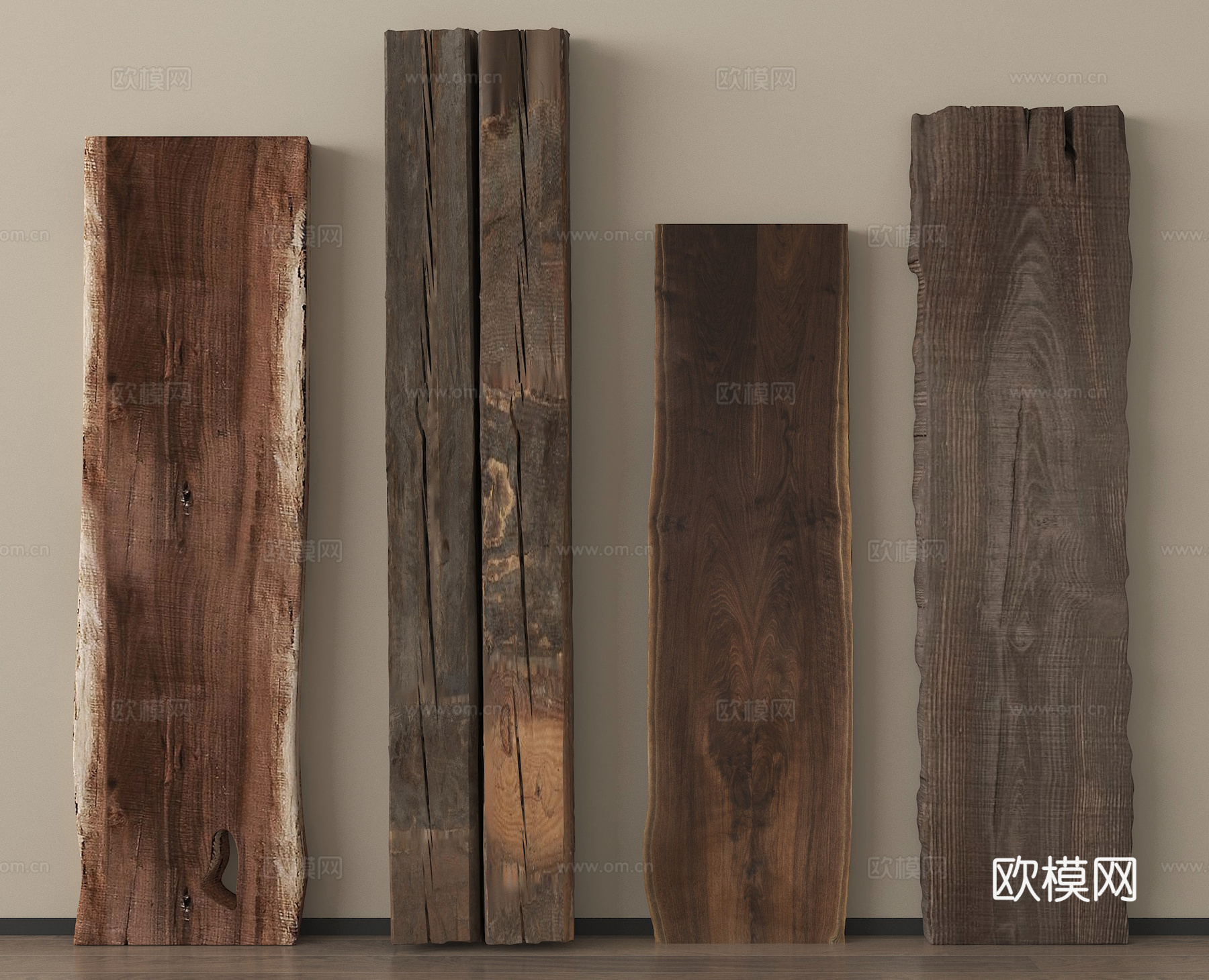 中式木头木板木条 旧木板老木头木块su模型