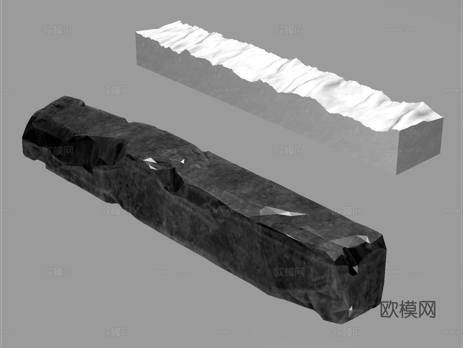 新中式石头 条石 景观条石 景石 条石坐凳su模型