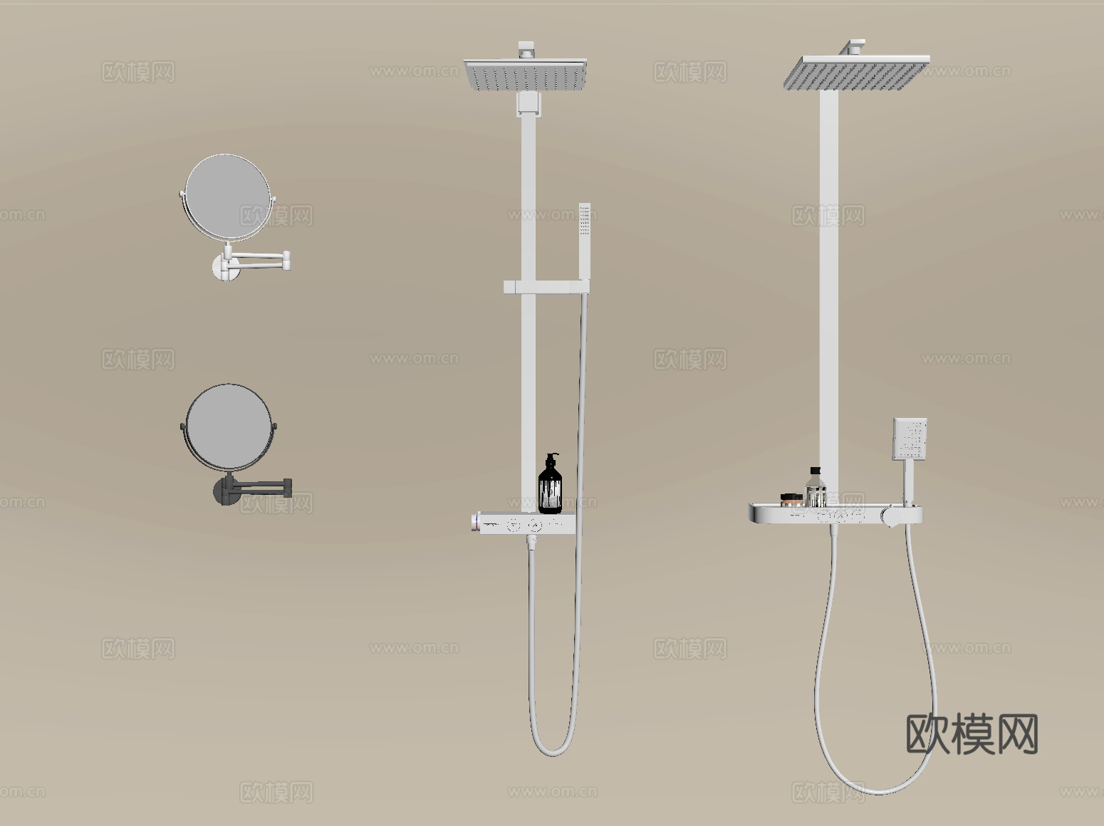 现代淋浴花洒 恒温花洒su模型