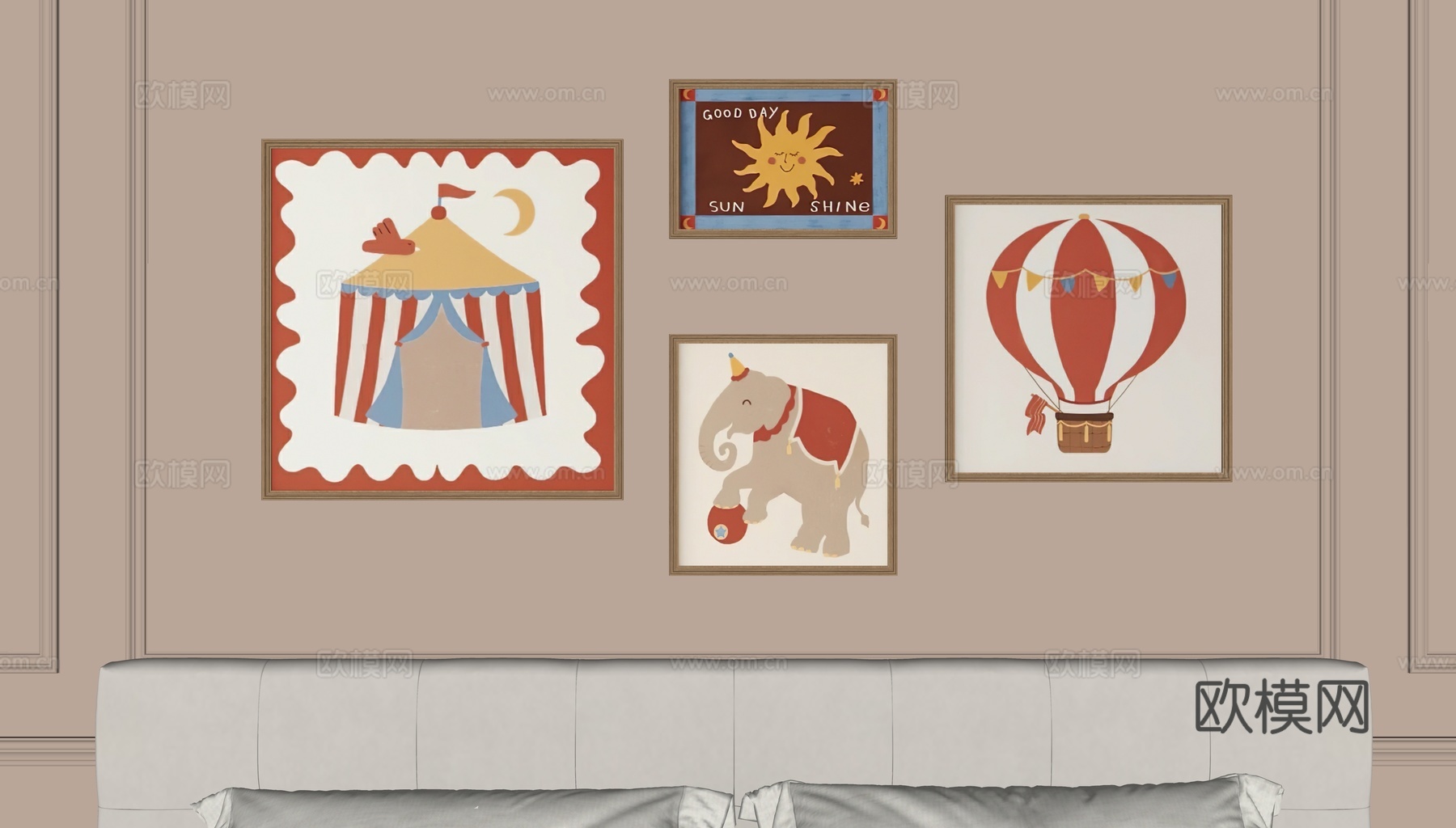 现代奶油儿童挂画su模型