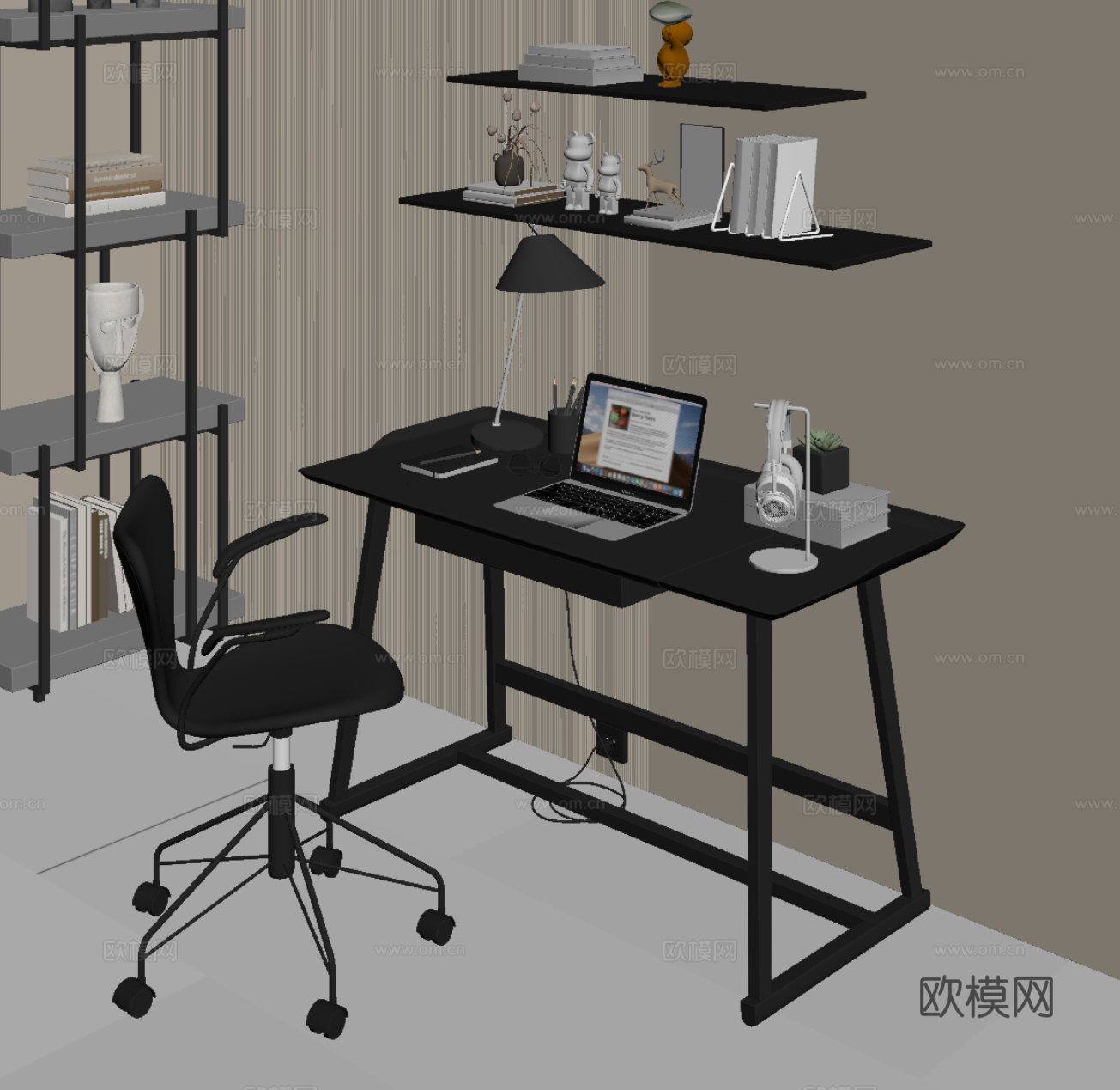 现代书桌椅 电脑桌su模型