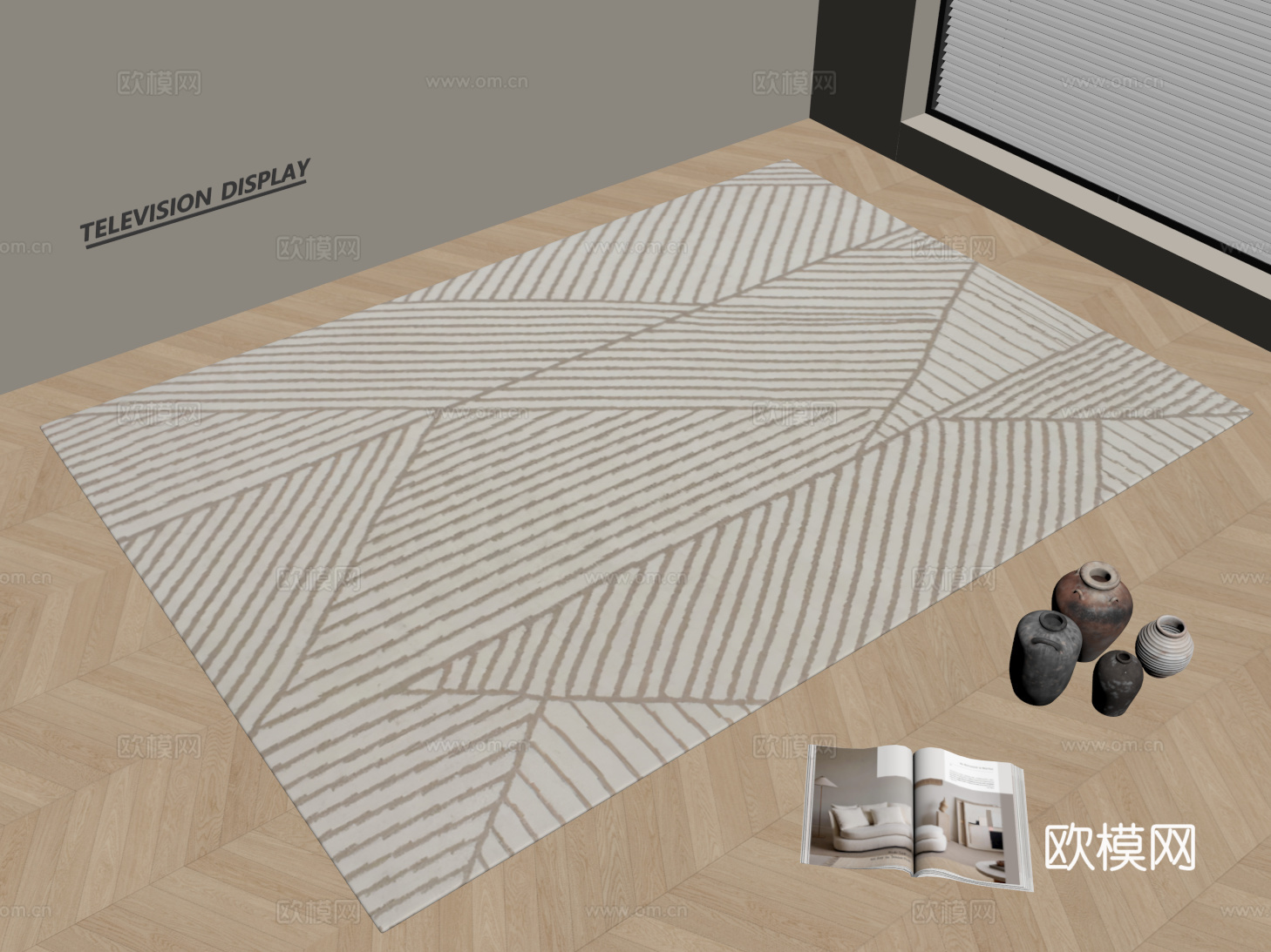 现代简约地毯 方形地毯 粗布地毯 客厅地毯 奶油风地毯su模型