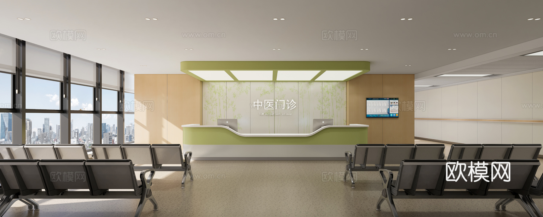 现代医院_医院大厅_候诊区_护士站_中医院su模型