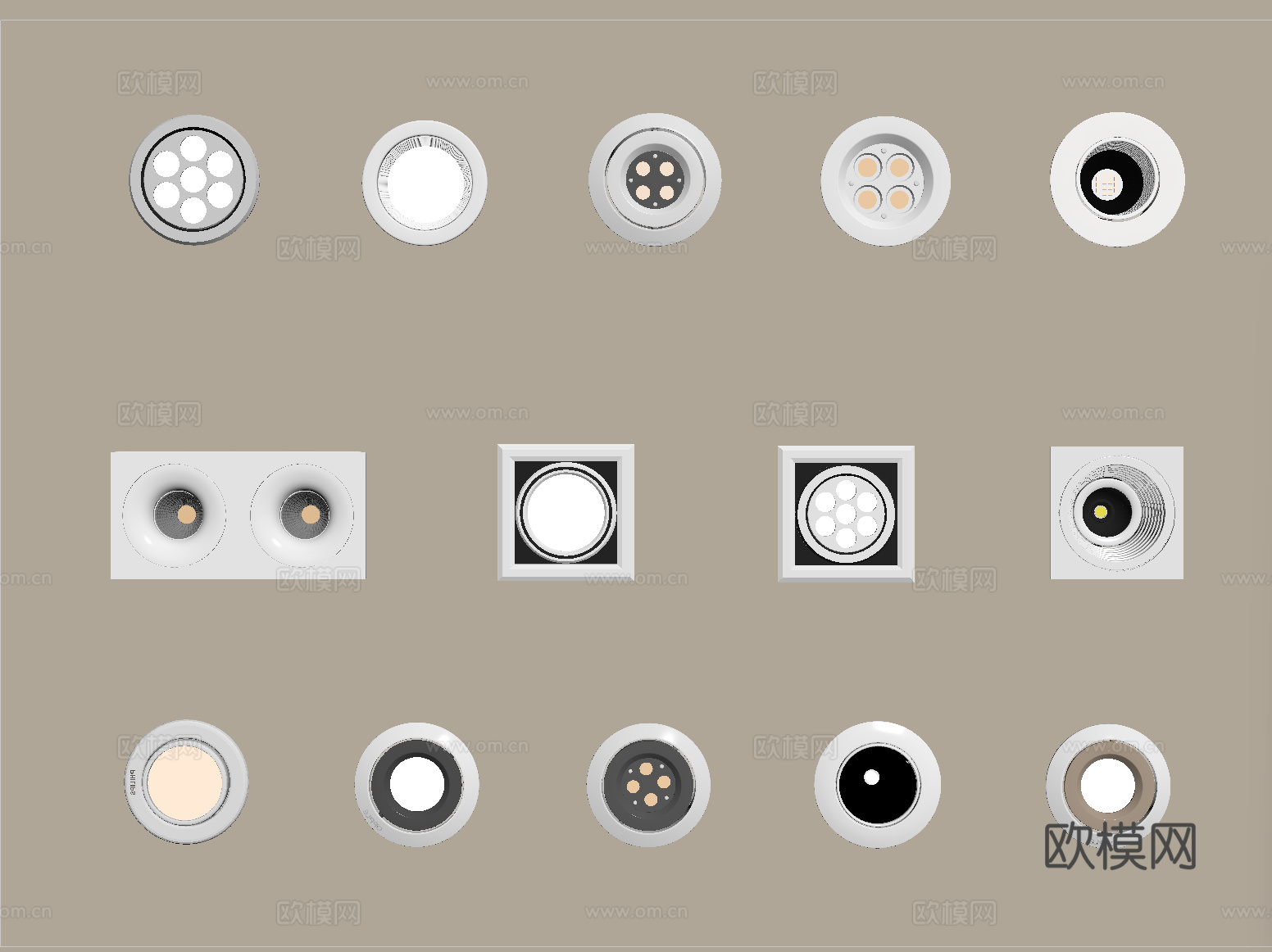 现代筒灯射灯 嵌入式筒灯射灯su模型下载（渲染图2）