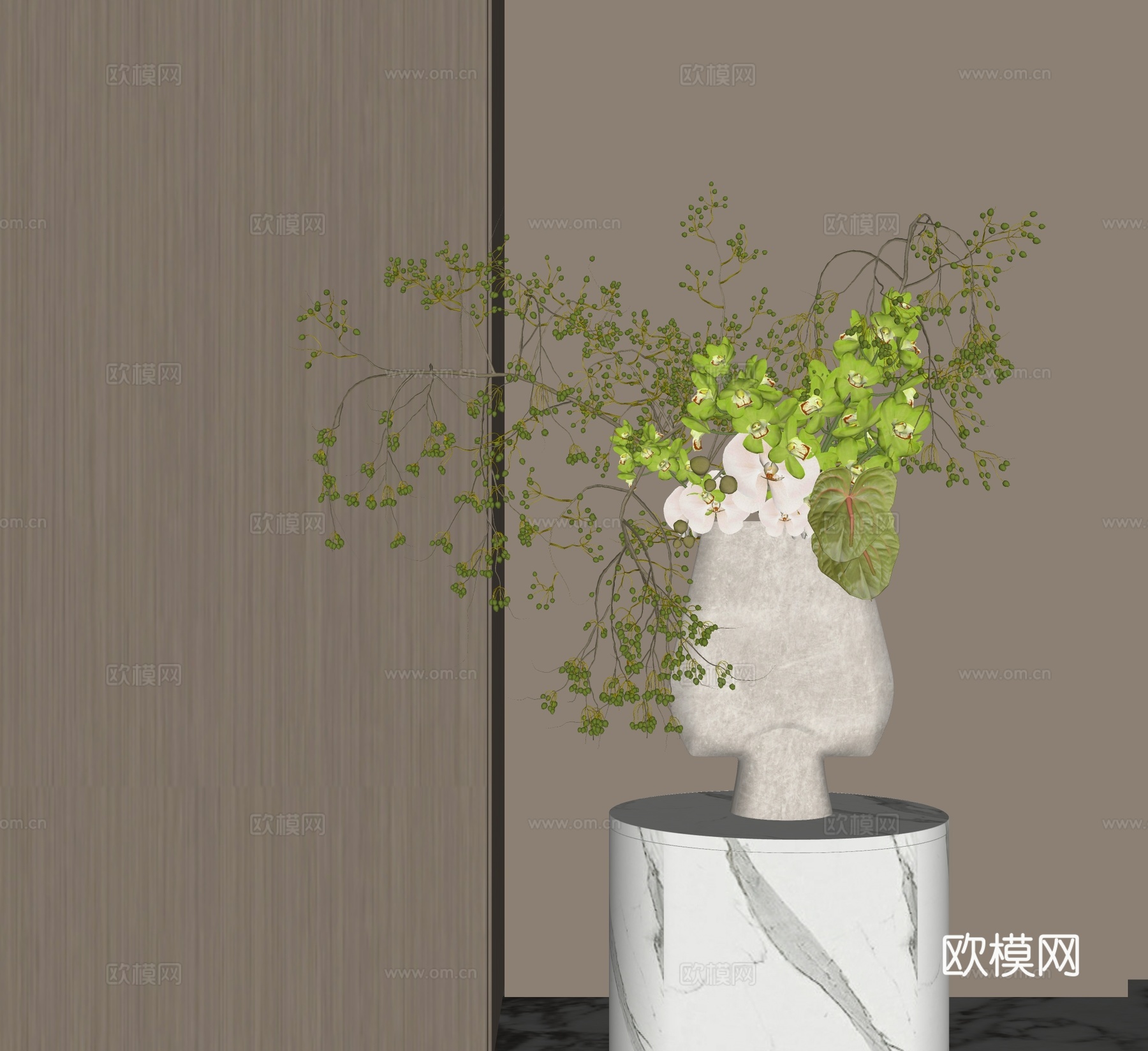 现代花瓶花艺插花su模型