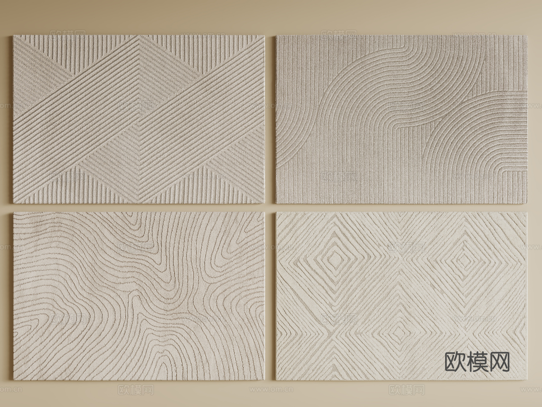 现代简约地毯 方形地毯 粗布地毯 客厅地毯 奶油风地毯su模型