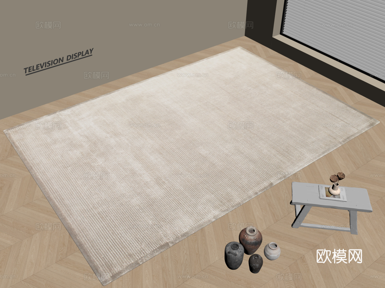 现代简约地毯 方形地毯 粗布地毯 客厅地毯 奶油风地毯su模型