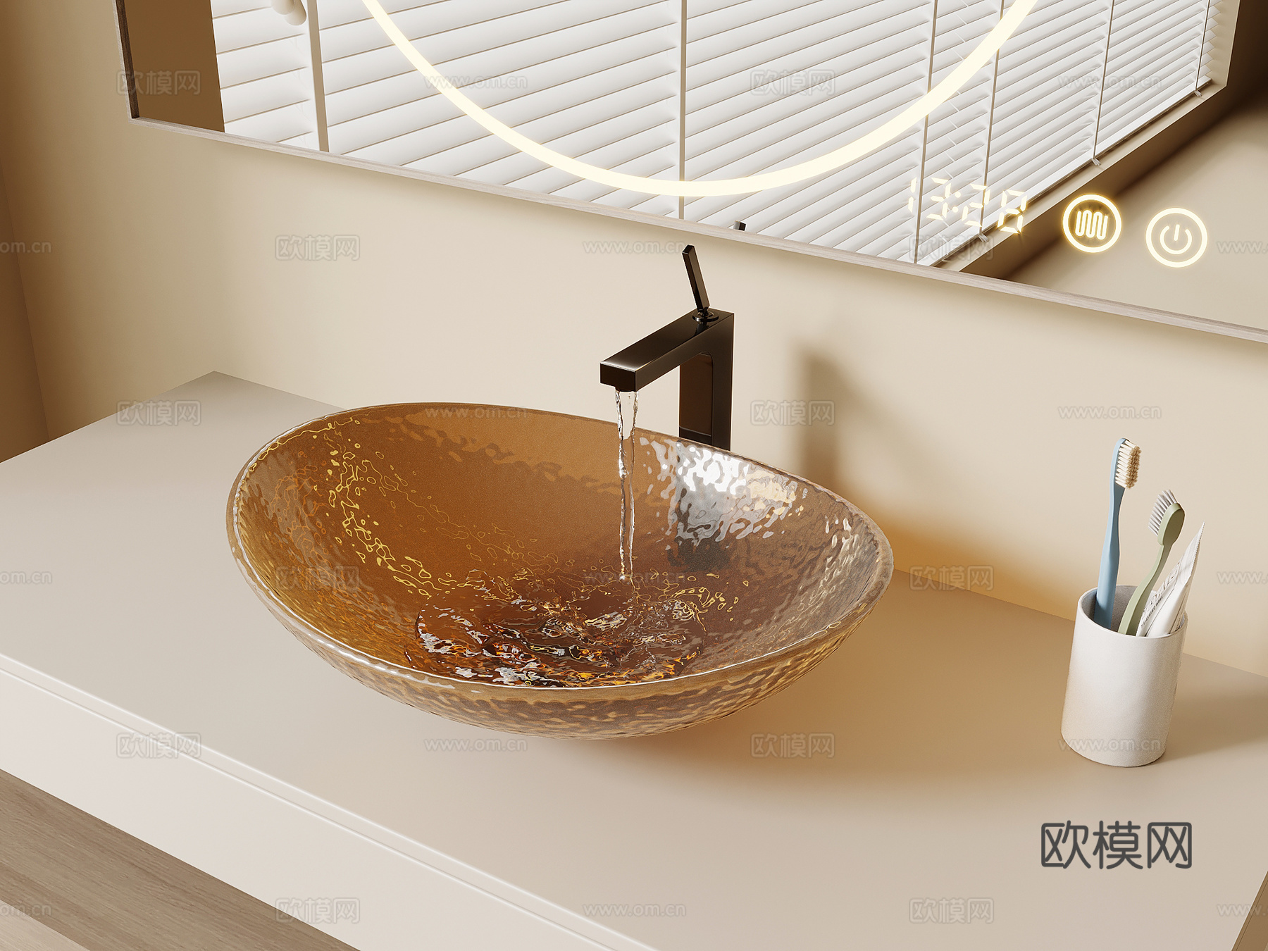 现代洗手台 洗手盆 台盆su模型