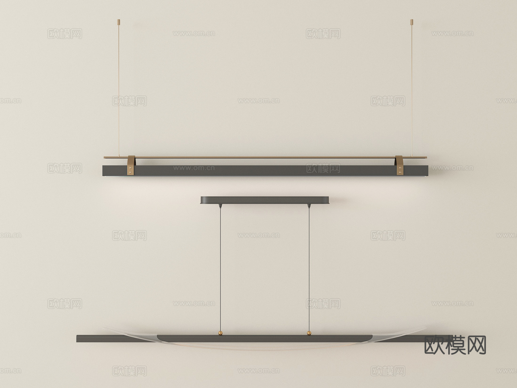 现代长吊灯su模型
