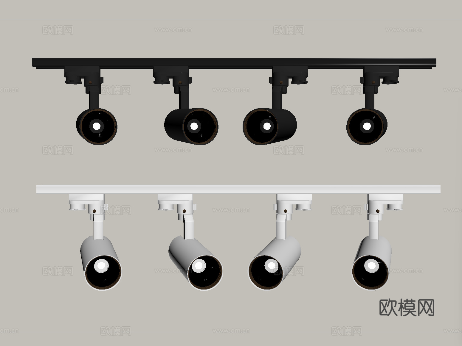 现代筒灯射灯 轨道射灯su模型