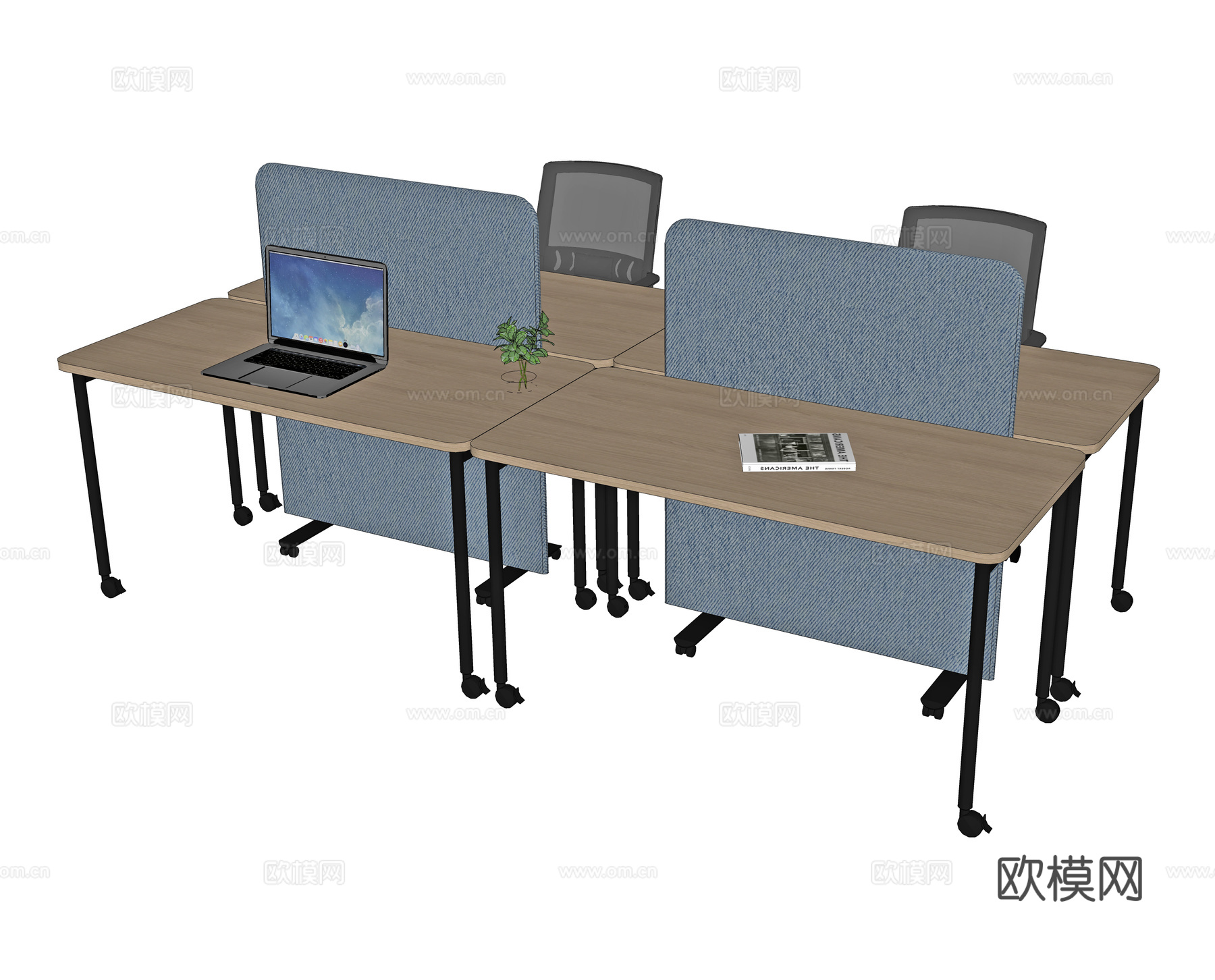 现代办公桌 屏风工位 工位 桌上屏 职员桌 员工位 卡座 卡su模型