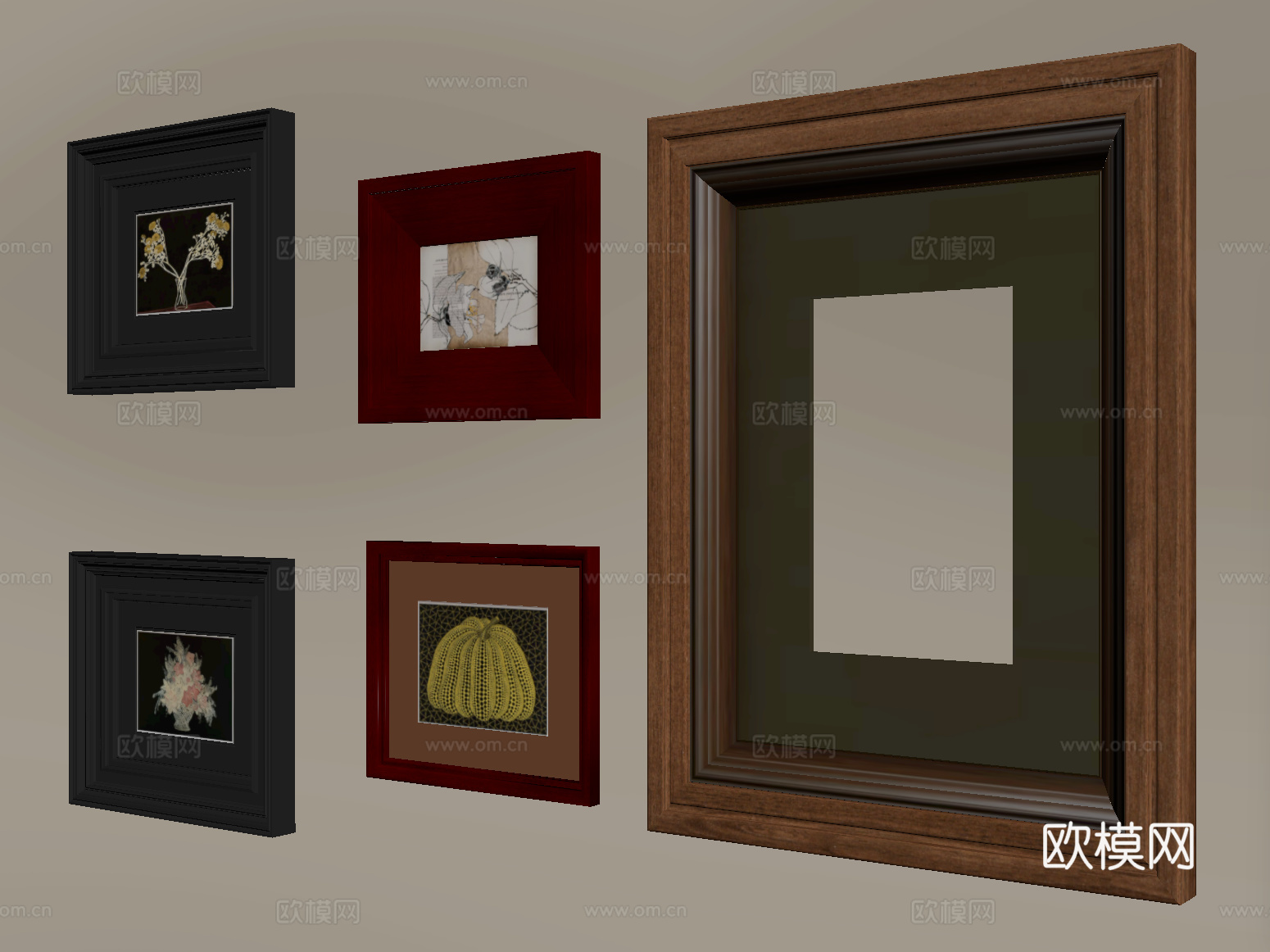 法式相框 装饰画框su模型