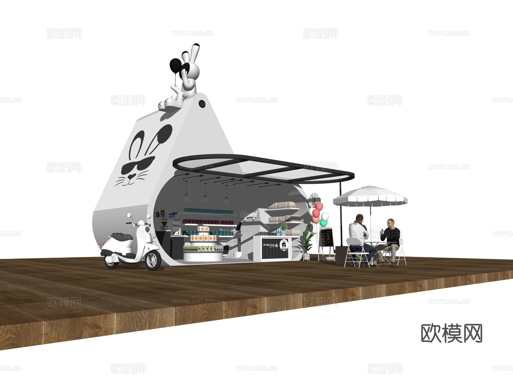 现代集装箱酒吧 奶茶店 饮品店su模型