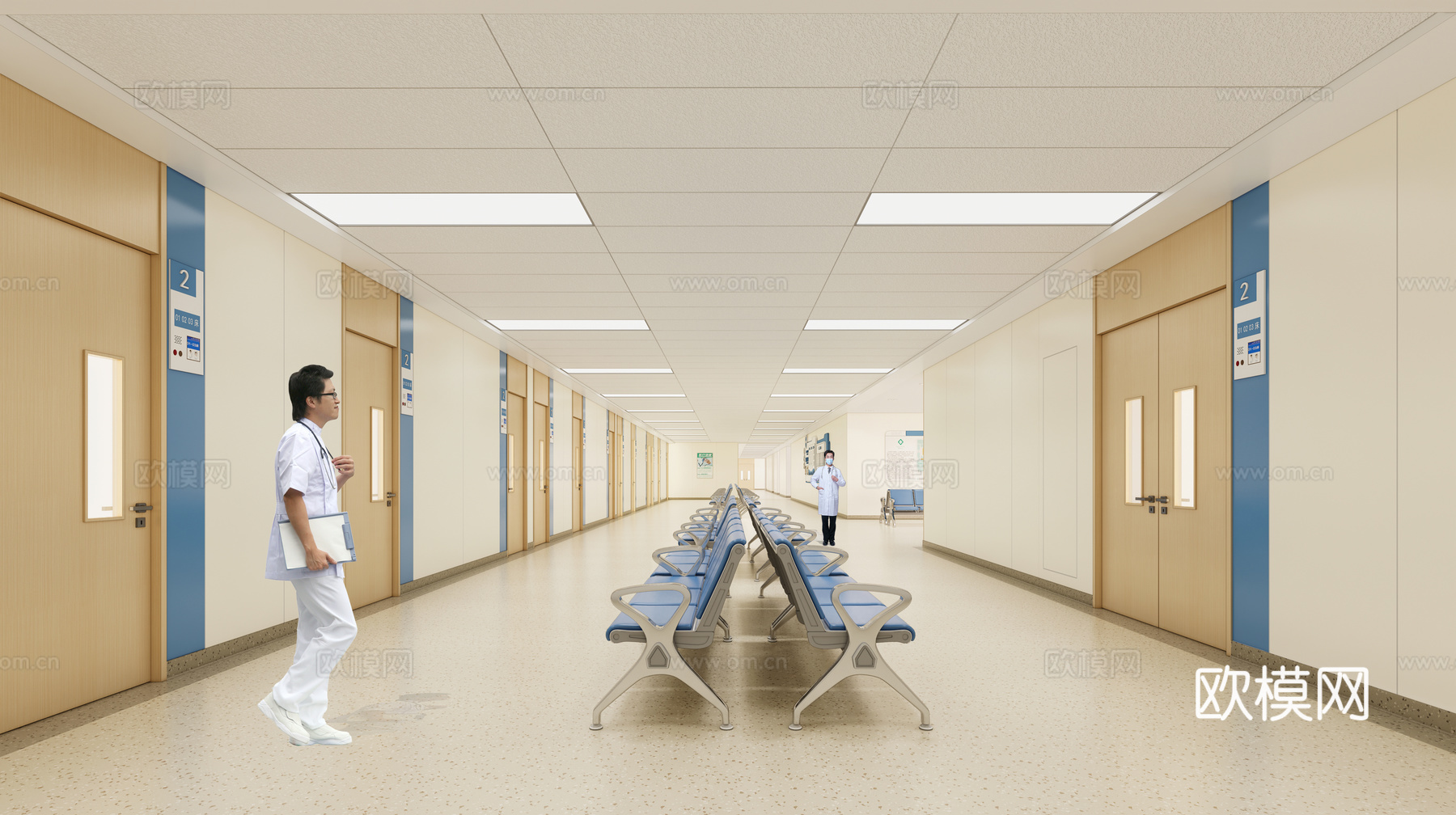 现代医院_医院大厅_医院楼道_过道_住院部_休息区su模型