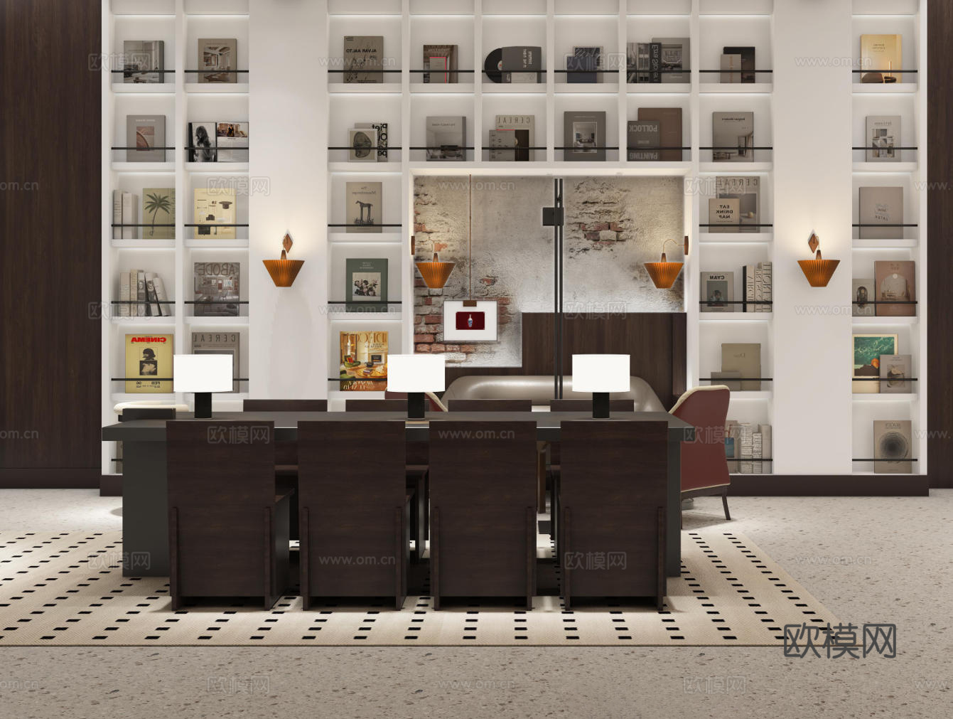 现代书吧阅览室美术室文化书店网红打卡古建改造展览馆博物馆文创3d模型下载（渲染图3）