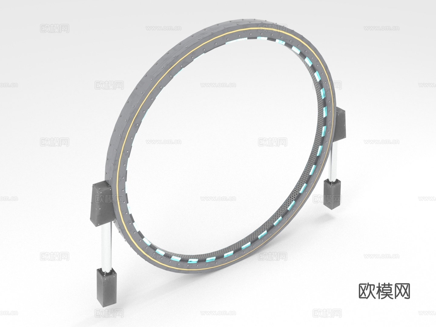 环形装置 科技门框 发光圆环 未来设备 支架结构3d模型下载（渲染图1）
