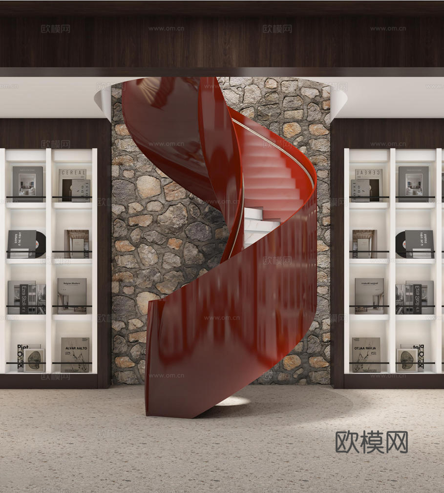 现代书吧阅览室美术室文化书店网红打卡古建改造展览馆博物馆文创3d模型下载（渲染图3）