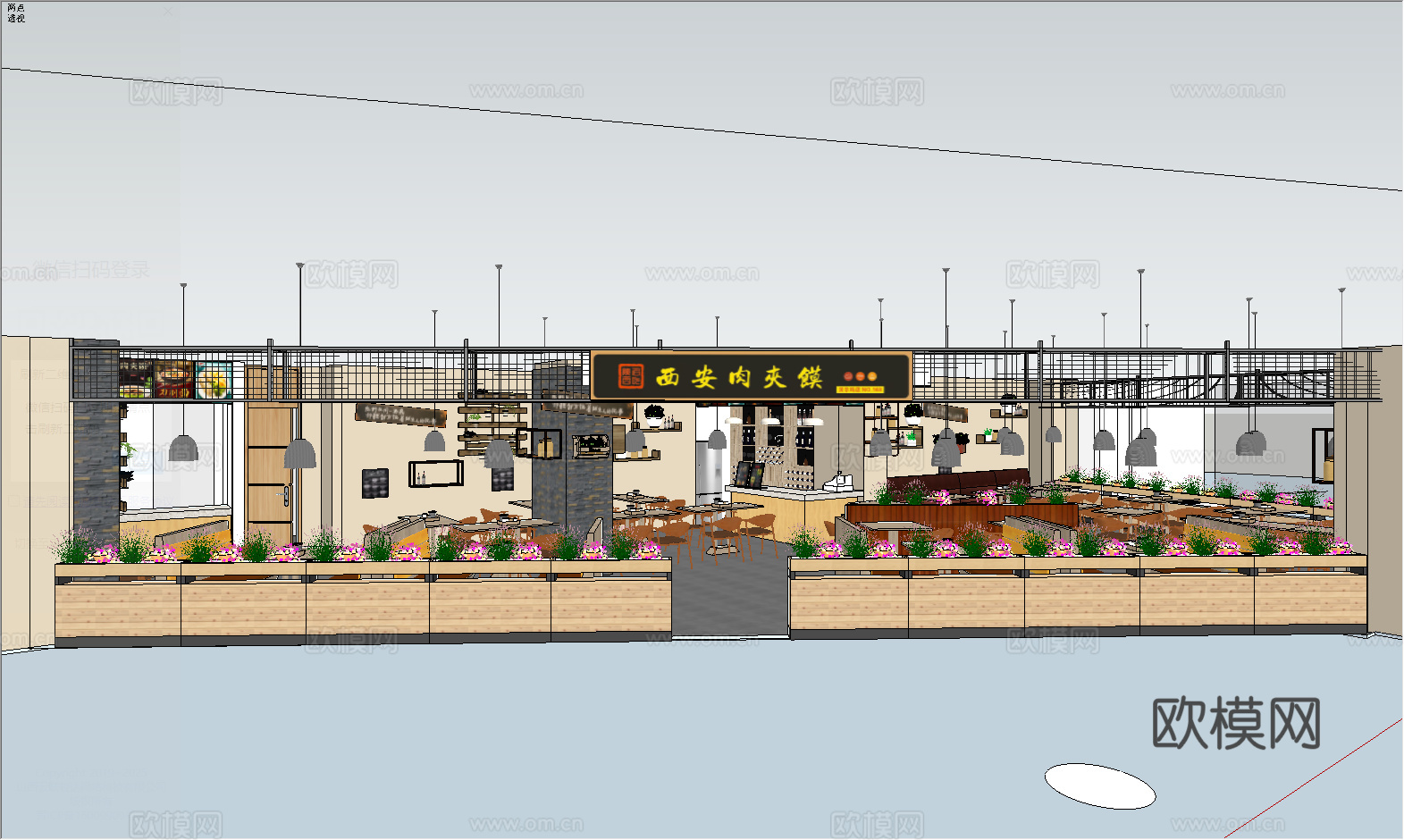 现代餐饮餐厅全案设计su模型