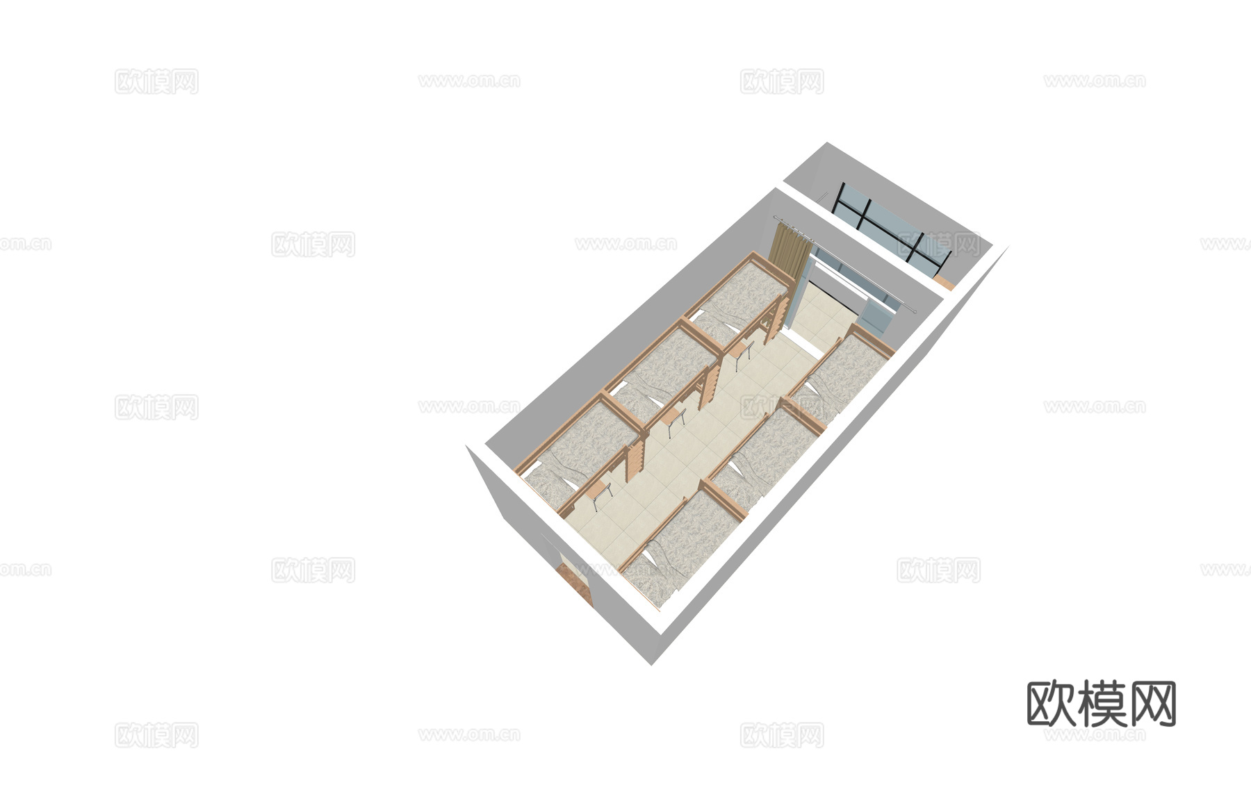家装 床 寝室 公寓 单人间 宿舍su模型