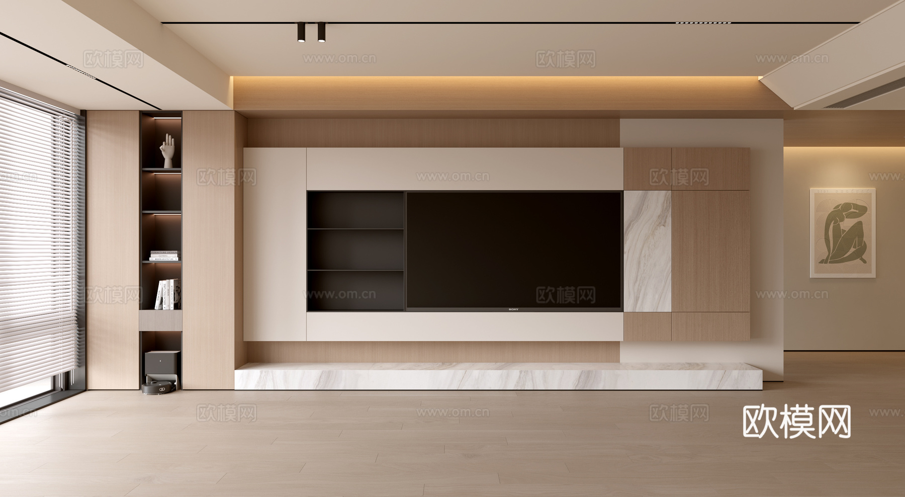 现代客厅 奶油客厅 电视背景墙 客厅背景 奶油风背景墙su模型
