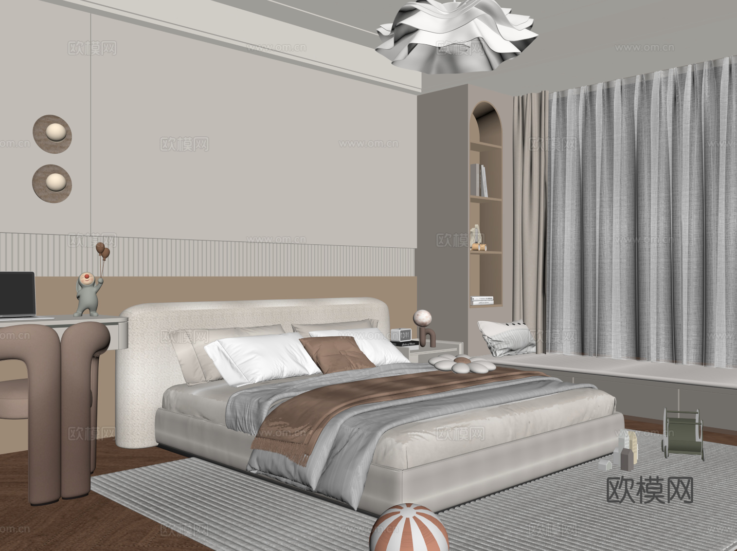 现代卧室 儿童房su模型