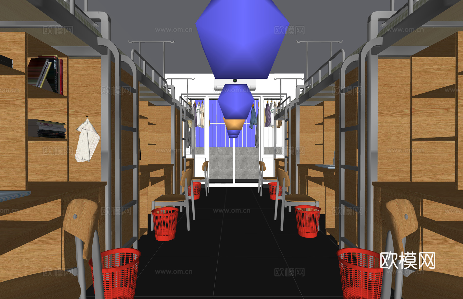 家装 床 寝室 公寓 单人间 宿舍su模型