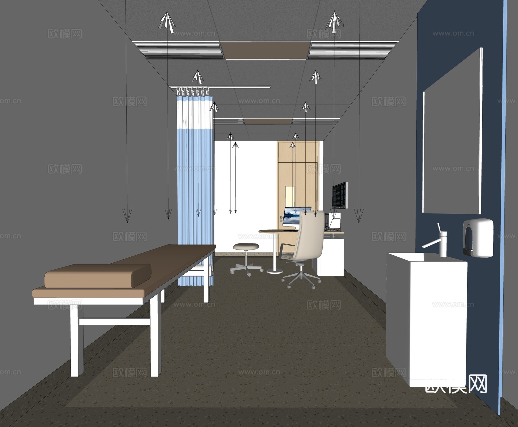现代医院_医院诊室_诊室_心理咨询室su模型