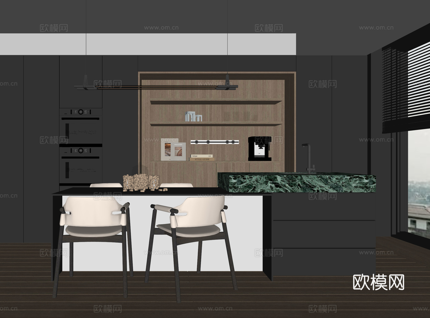 现代家居餐厅su模型