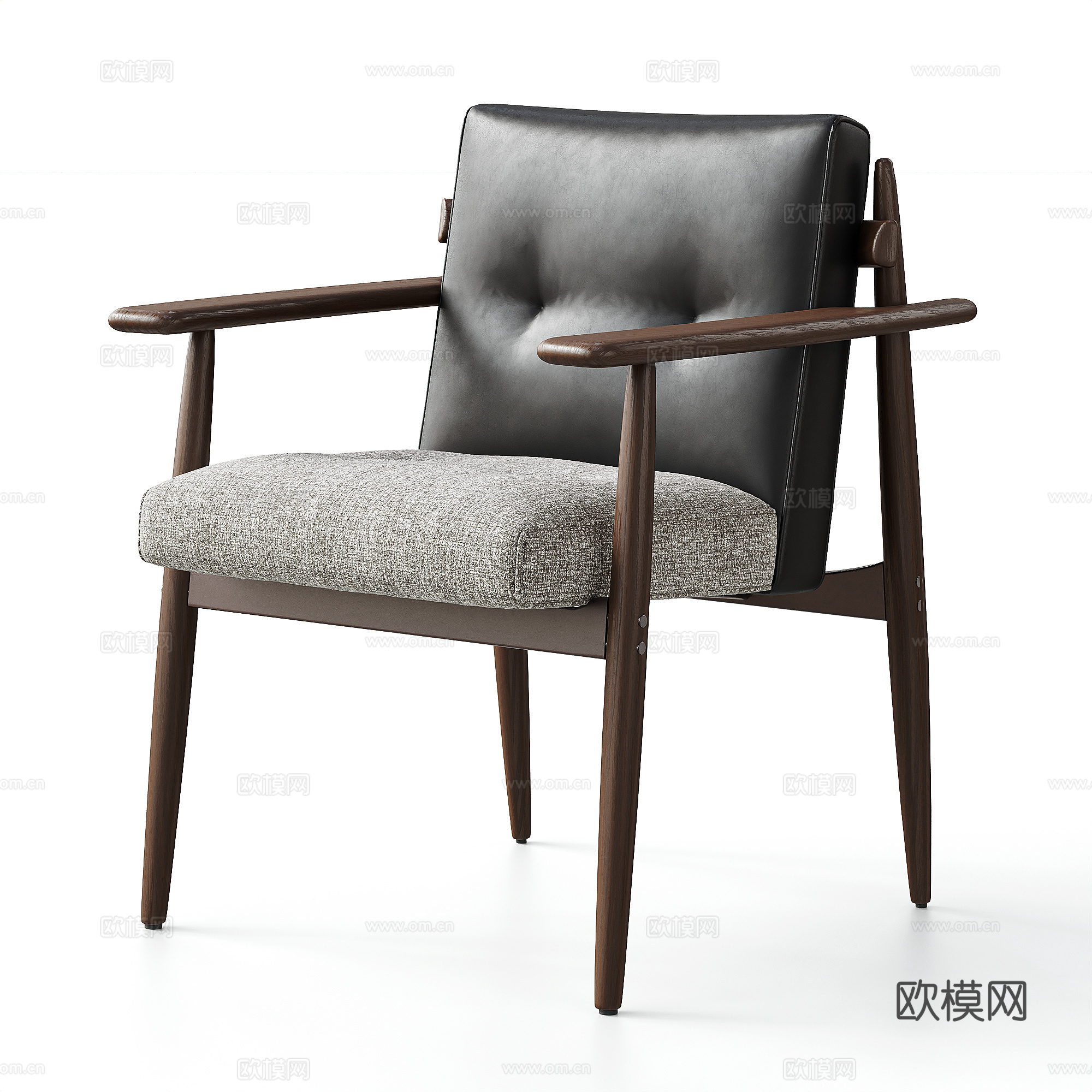 MINOTTI TRIO 现代单椅组合 餐椅 扶手椅 皮革su模型
