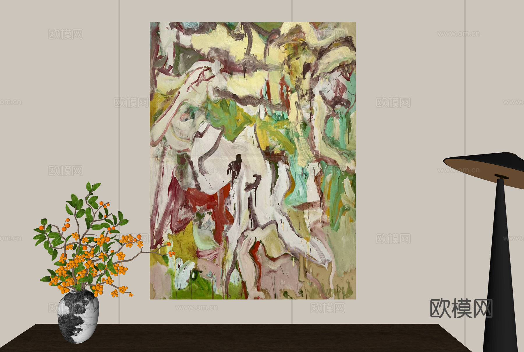 现代抽象挂画su模型