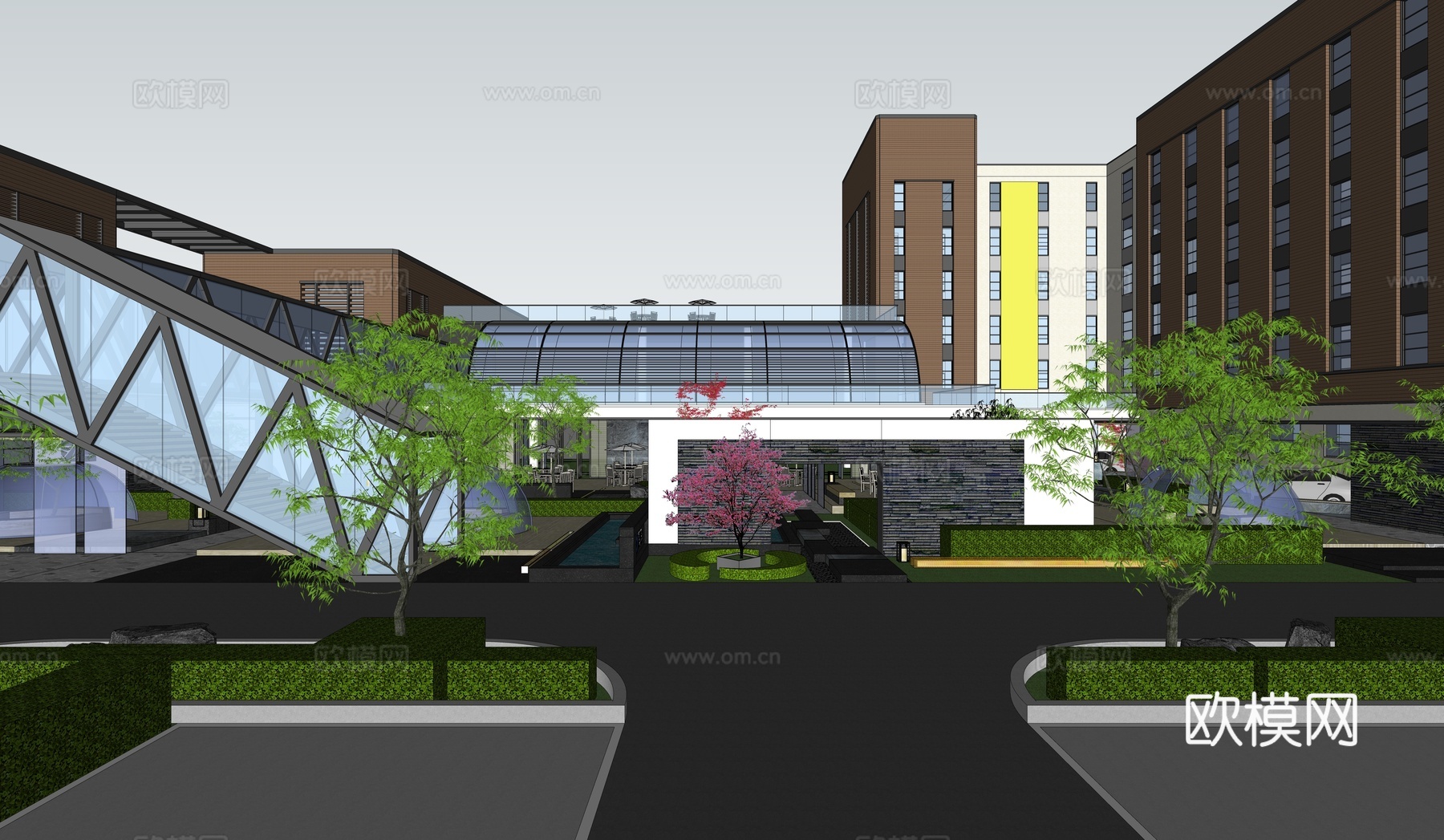 办公商业公共景观su模型