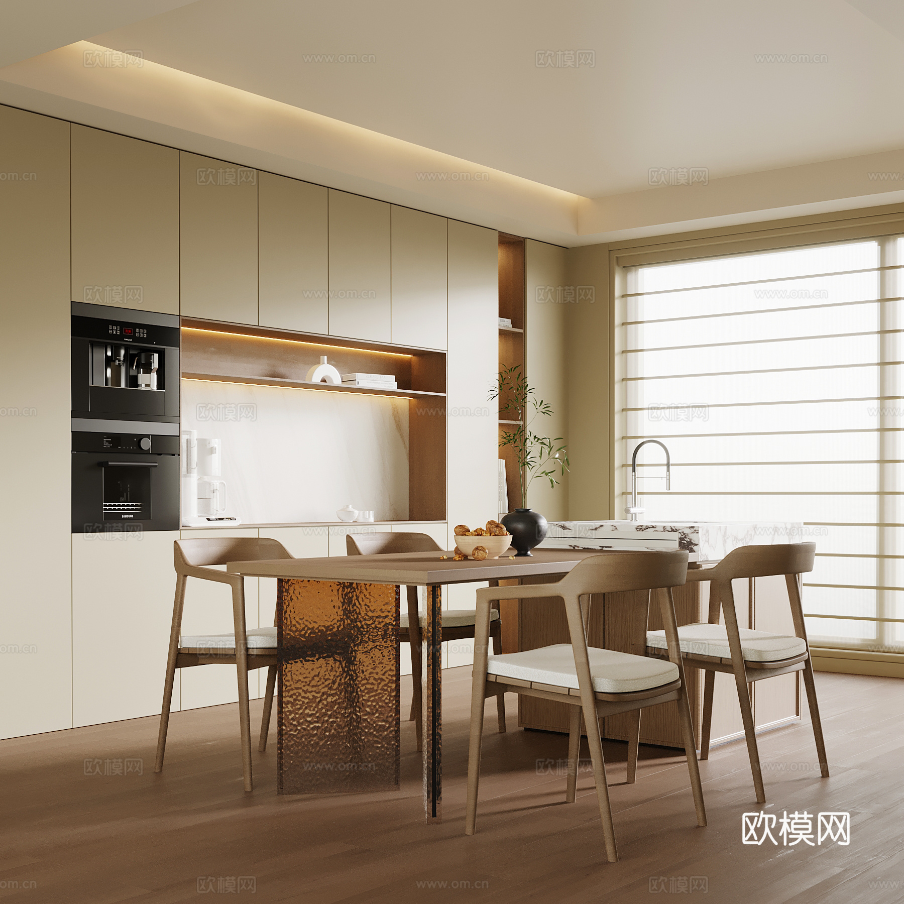 现代餐厅 新中式餐厅 酒柜 餐桌椅 岛台su模型