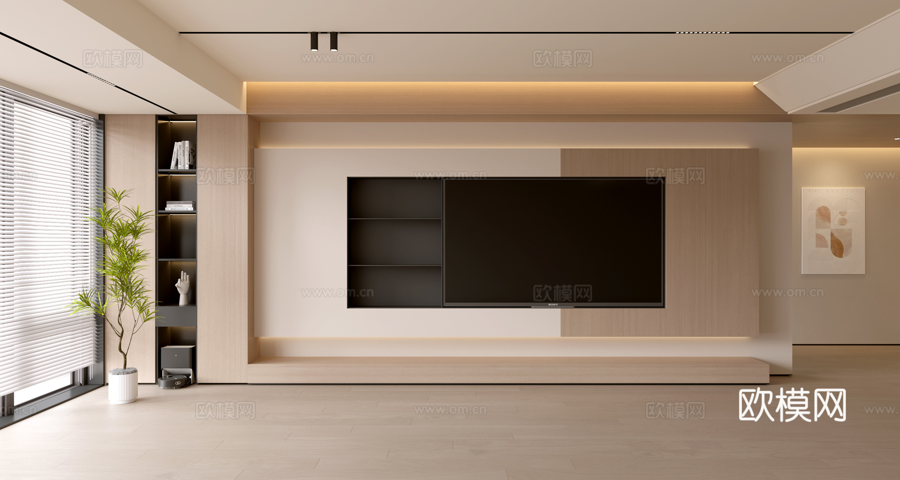 现代客厅 奶油客厅 电视背景墙 客厅背景 奶油风背景墙su模型