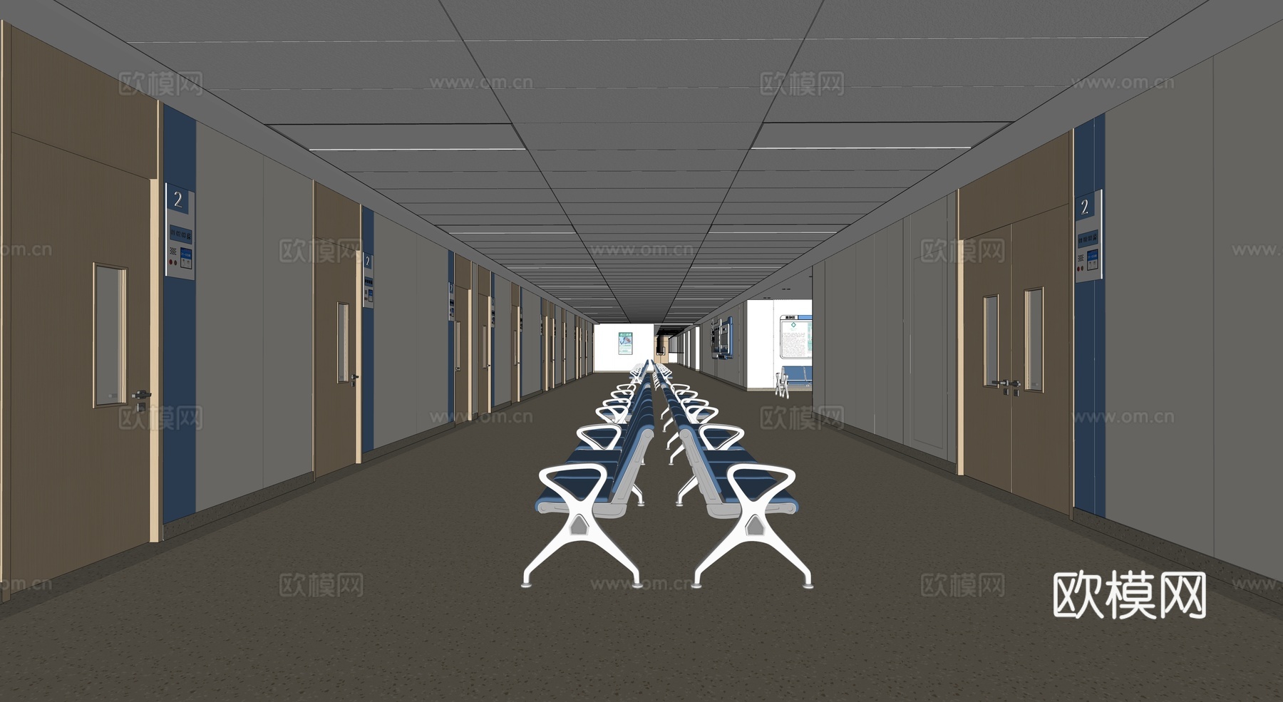 现代医院_医院大厅_医院楼道_过道_住院部_休息区su模型